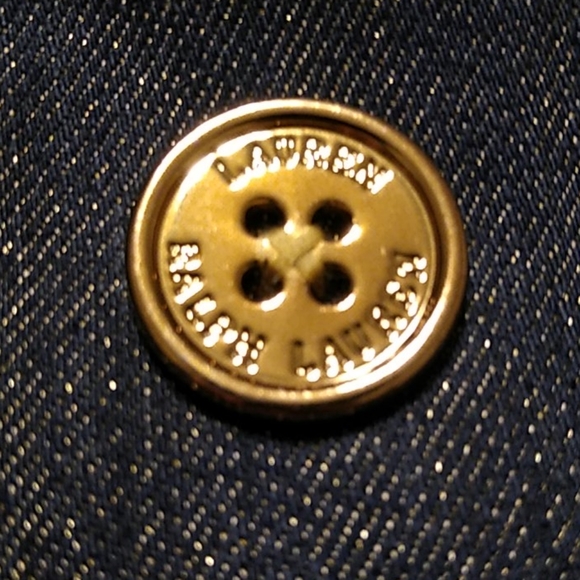 L NEW Lauren Ralph Lauren Moto Denim Jacket Double Breasted Lady's Small Petite - Picture 5 of 7